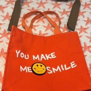 Orange Tote Bag with Smile Design